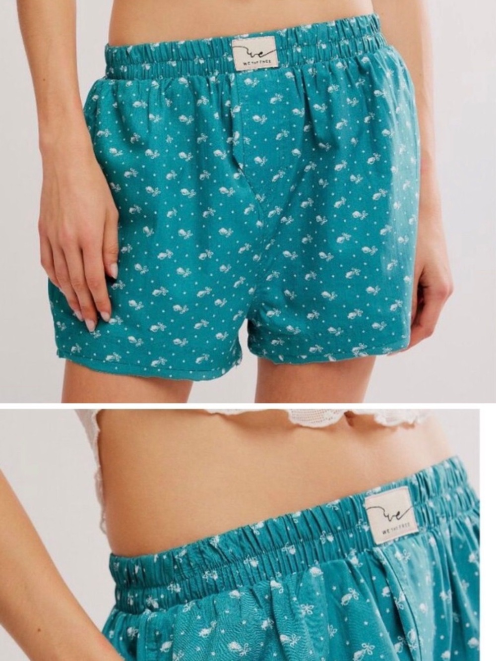 Free People Day to Day  green floral boxer short